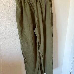 Women's Olive Green Linen Drawstring Pants